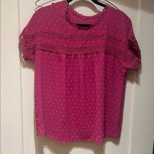 Women's Pink Lace Trim Top